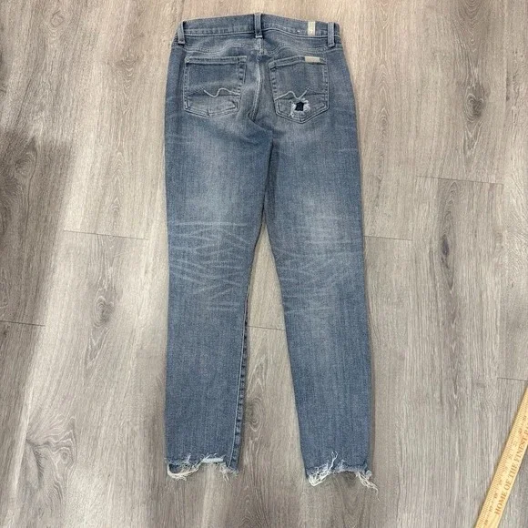 7 For All Mankind Josefina Jeans Womens 25 Blue Button Fly Boyfriend 28x27 - Picture 2 of 7